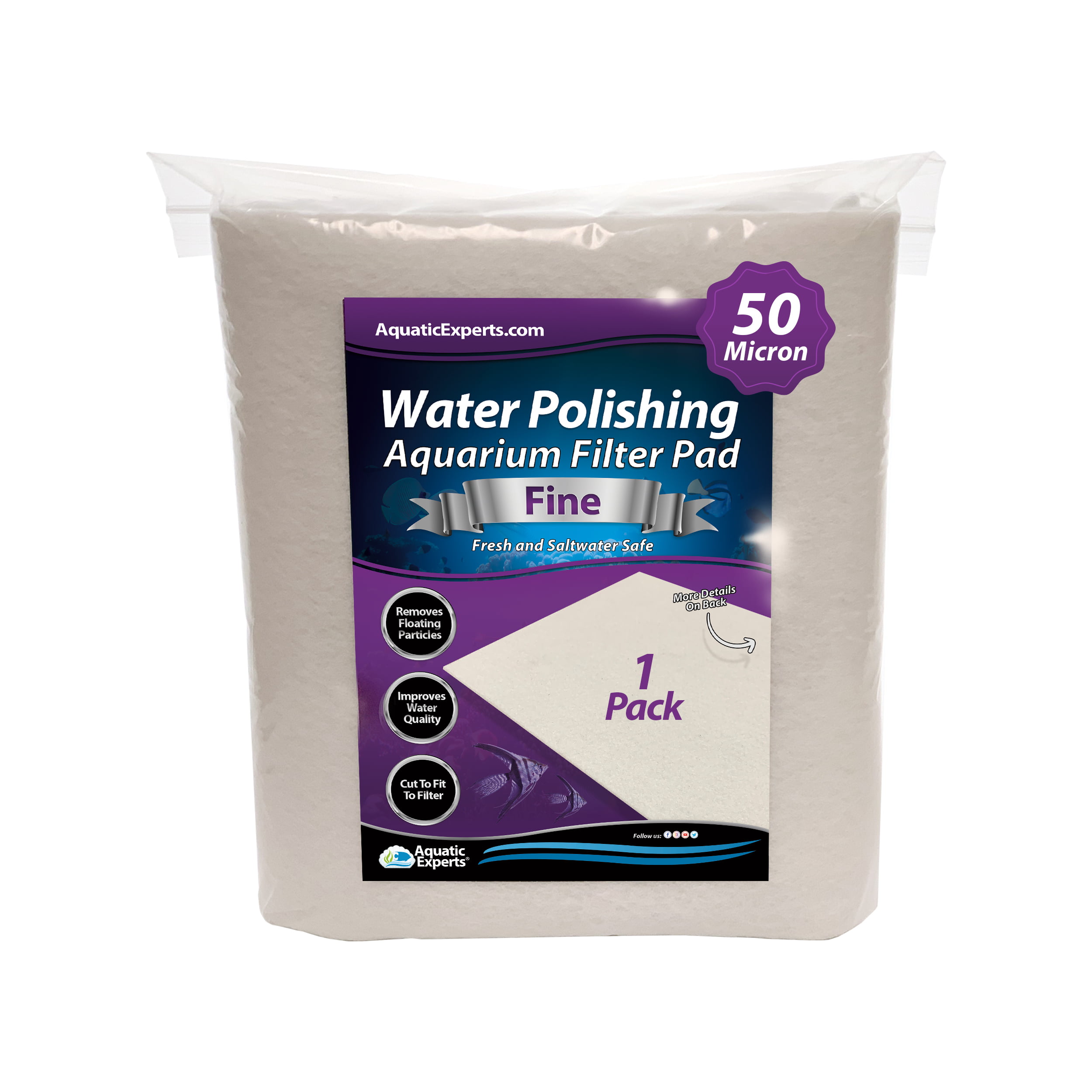 1" Universal Fine Filter Mat 24" x 24"-pond media-green pad-aquarium-filtration 