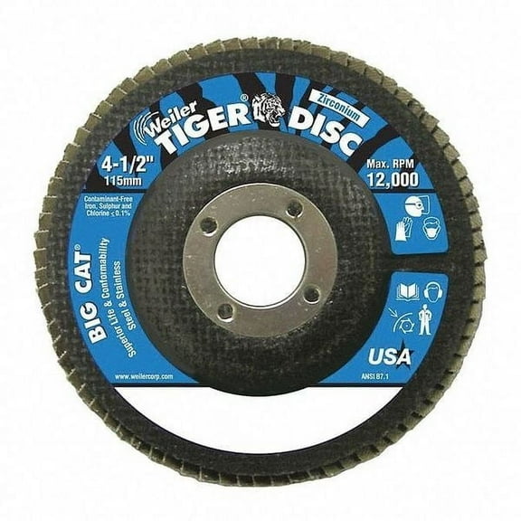Weiler Flap Disc,40 Grit,7/8 in.,Coarse Grade 50803V