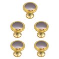 thumbnail image 1 of Perillas de aleación de zinc Unique Bargains 0.98'' Redondas Tiradores de Cajón para Armario, Tono Dorado, 5 piezas, 1 of 7