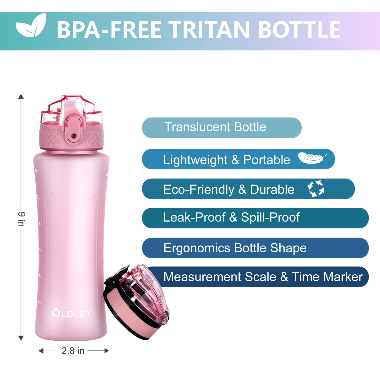 Oldley Kids Water Bottle 12 oz BPA Free Reusable With Straw/Chug 2 Lids,  Leak-Proof for Toddler Boys Girls Gift