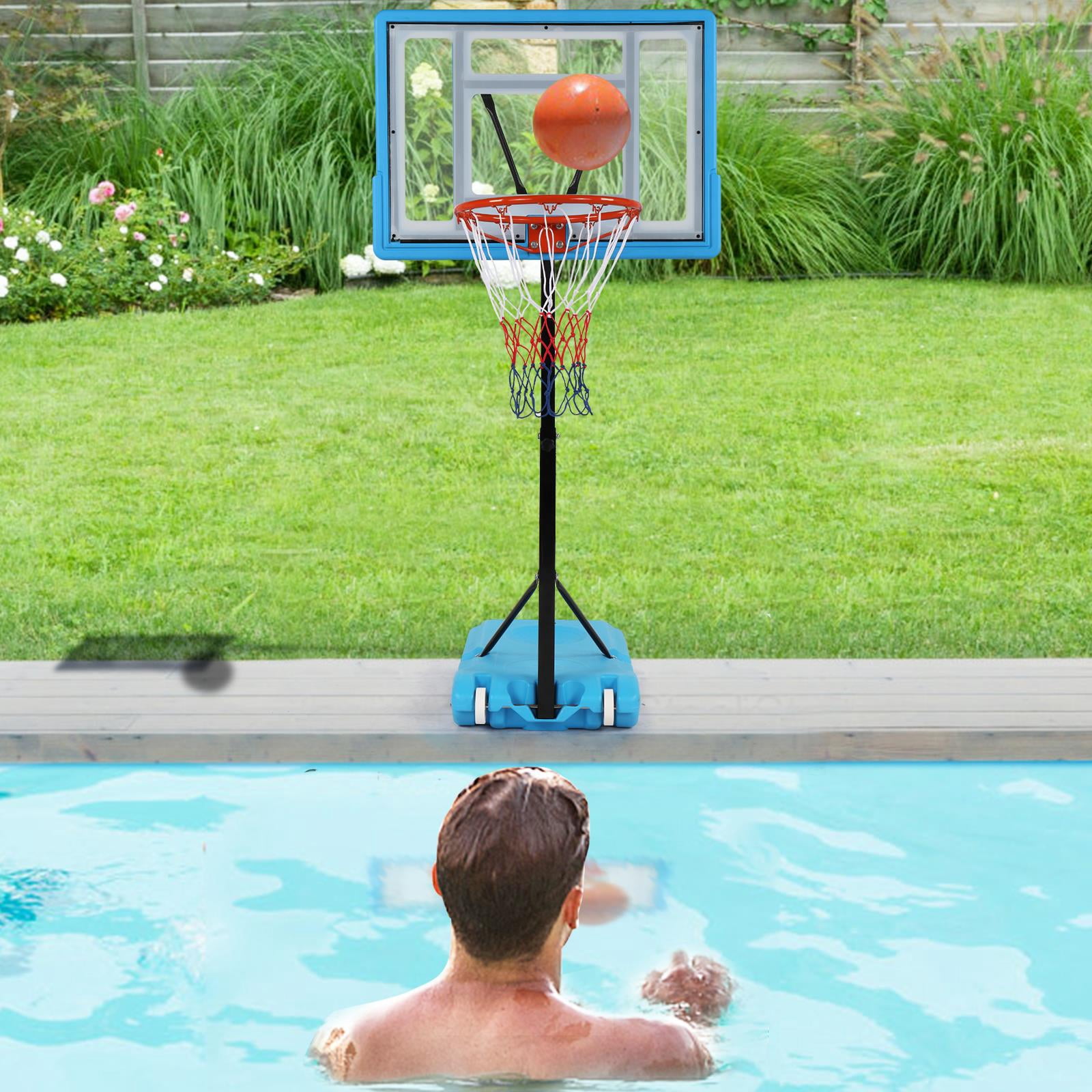 UBesGoo Portable Pool Basketball Hoop, 45" - 53" Height Adjustable, Blue
