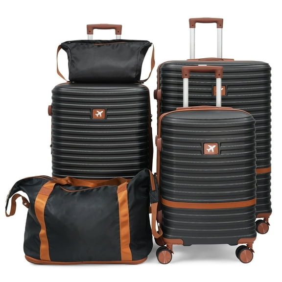 5 Piece Luggage Sets Hardshell Babyqueen Nesting Spinner Suitcases with Carry on Checked Duffel and Toiletry Bag TSA Lock Lightweight for School Family Travel