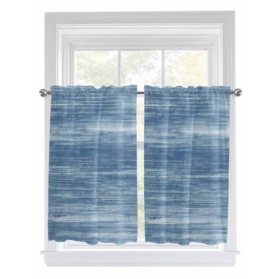 Blue Bathroom Window Curtain, Vintage Modern Abstract Art Ombre Light Filtering Coffee Kitchen Curtains, Bedroom Living Room Curtains 2 Panel 84"x54"