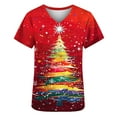 thumbnail image 4 of Xfvqtps Christmas Scrub Tops for Women Soft V-Neck Scrubs Comfortable Lightweight Nursing Uniforms Casual Printed Short Sleeve Nurse Top Working Uniforms with Pockets Red, 4 of 5