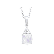 Women's Finecraft 1/2 cttw Created Opal & Natural White Topaz Pendant Necklace in Sterling Silver, 18"