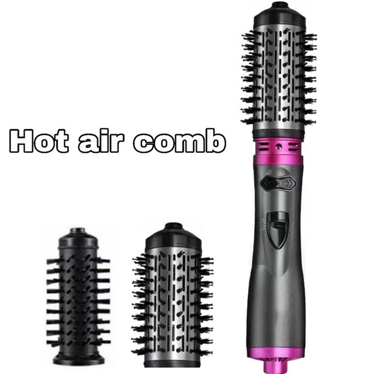 Yiliangx 3-in-1 Hot Air Styler and Rotating Hair Dryer, Hair Dryer and Blow Dryer Brush in One, 2 Interchangeable Brushes for Dry and Wet Hair, Auto-Rotating Curling Hot Hair Brush (Purple)