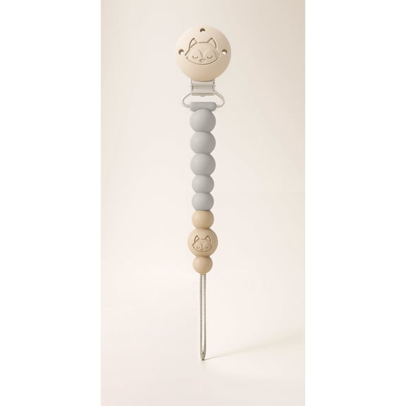 Loulou Lollipop Pacifier Clip - OneC One-Piece Clip for Babies and Toddlers 4 Months , Easy to Clean, Grey