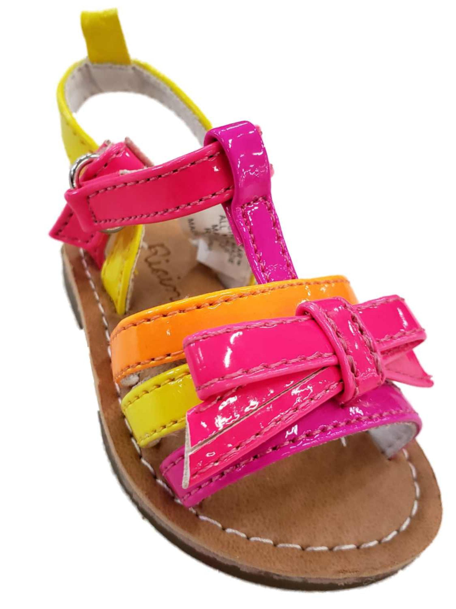 Infant Baby Girls PINK OPEN TOE SANDALS Foam Rubber FLOWERS Ankle Strap SIZE 2 