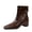 Brown, variant on High Heels Boots for Women 5CM Chunky Block Retro Leather Fashion Toing Out Work Office Ankle Boot