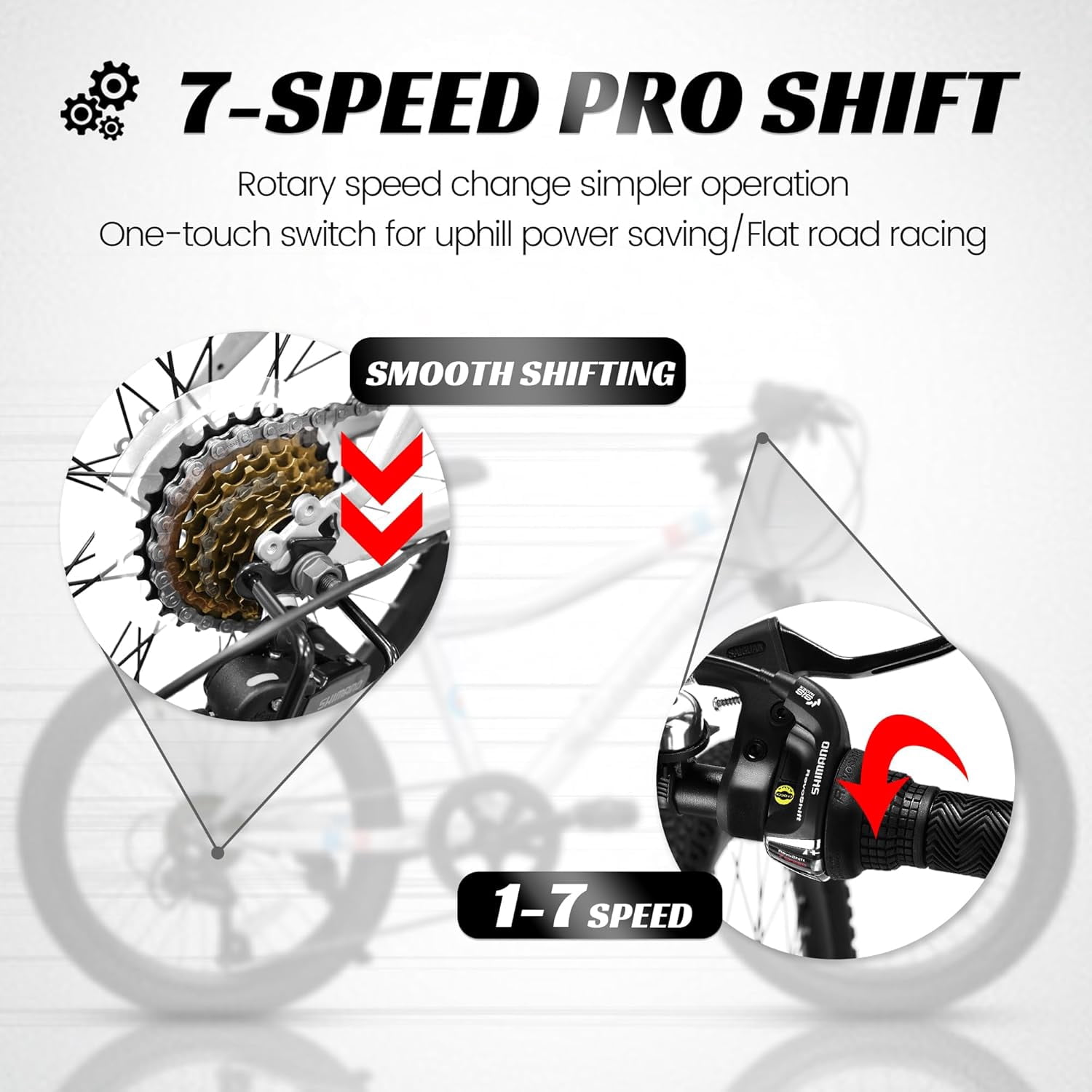 Ambifirner 20 Inch Mountain Bike Shimano 7-Speed Disc Brake Rear V-Brake with Front Suspension