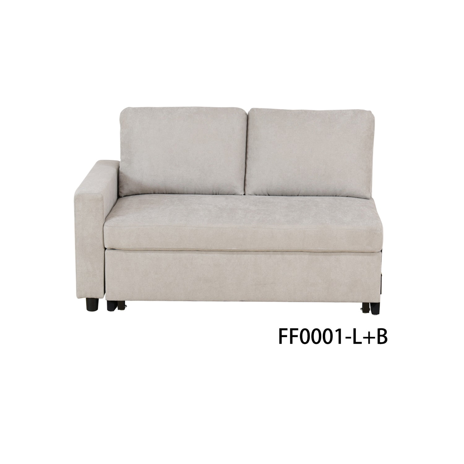 Hommoo Flannelette Reversible L-Shaped Sleeper Sofa Bed, Modern Sectional Couch Sofa Bed with Storage, Pull-Out Couch Sofa for Living Room, Bedroom and Office, Grey