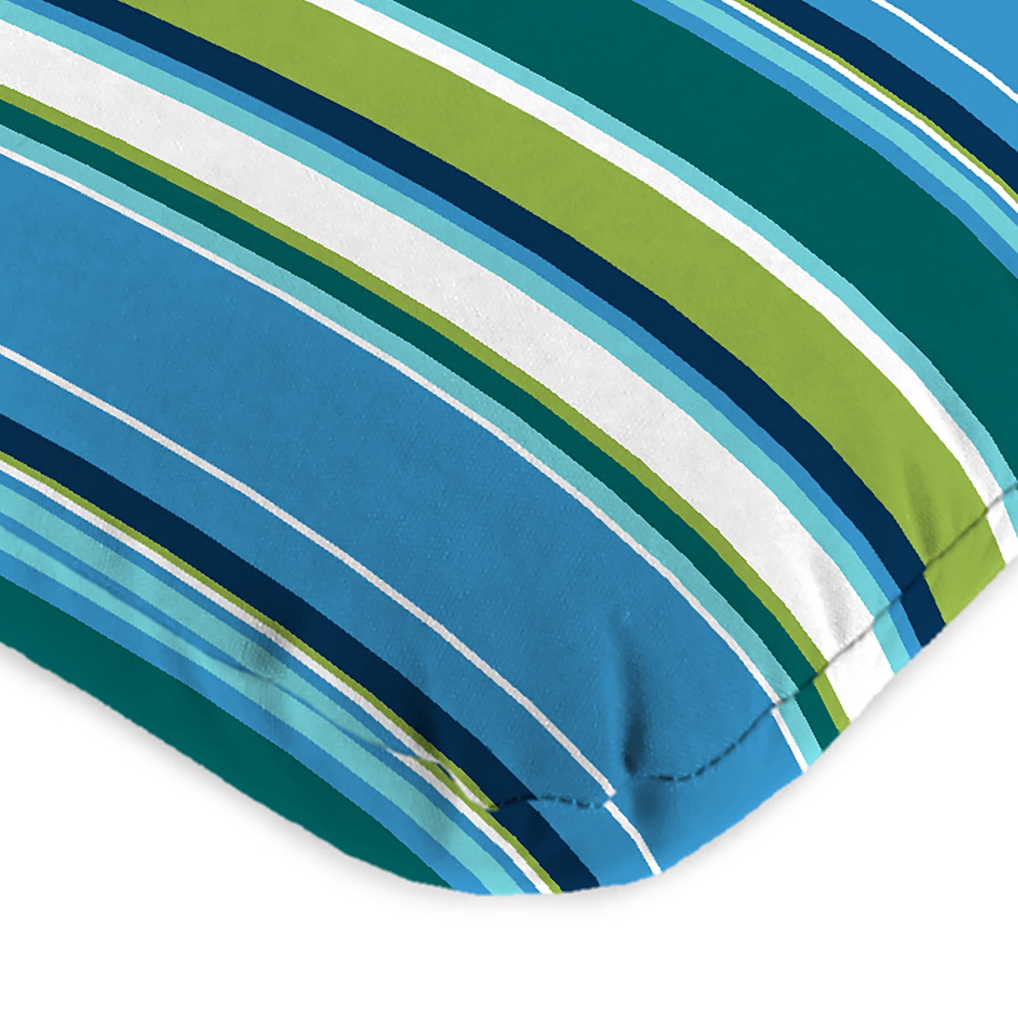 Jordan Manufacturing 45" x 22" Covert Capri Blue Stripe Rectangular Outdoor Chair Cushion with Ties and Hanger Loop