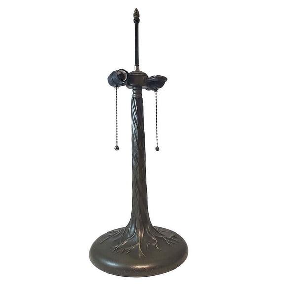 Tree Trunk Metal Lamp Base, Dark Bronze Finish with Gold Highlights, Nicely Weighted, 23" Tall