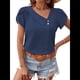 thumbnail image 1 of Blusas de para Mujer, Blusas Informales con Cuello para Negocios, Blusas con Mangas Abullonadas, Ropa de Trabajo Holgada de Verano. Azul Marino S, 1 of 8