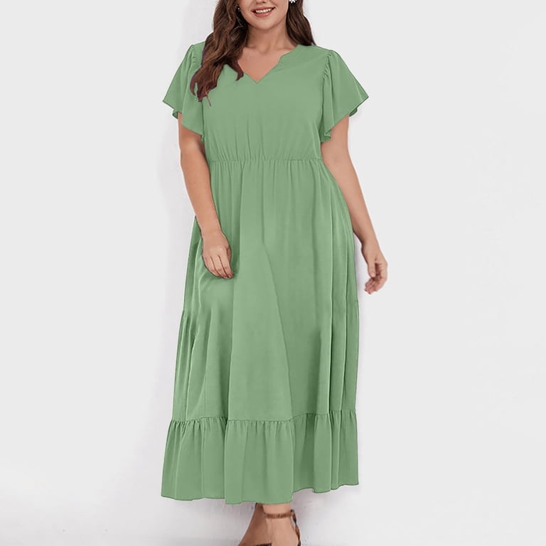 green emerald velvet dress Berylove Women Maxi Mother Dress Sparkly Dark Green Plus Size A Line Tulle Wedding Party Guest Dress with Sleeves, Dark Green / 3XL