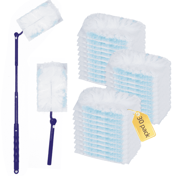 30 Pcs Duster Refills, Disposable Refills Compatible with Feather Duster for Cleaning with an Extendable Long Handle