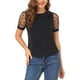 thumbnail image 5 of INSPIRAR CHIC Blusa de Mujer con Cuello Peter Pan de Malla con Mangas Cortas Abullonadas de Lunares Vintage XS Negra, 5 of 8