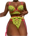 thumbnail image 1 of Conjunto de lencería de malla exquisita para mujer, sujetador, liga y bragas, picardías, ropa de dormir recortada Fridja nalpqowj40748, 1 of 7