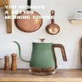 thumbnail image 4 of Electric Kettle, Electric Tea Kettle Stainless Steel, Pour over kettle for Coffee, 1000W Hot Water Kettle Electric Auto Shut Off, 0.8L, Wood-like Grain Finish Handle, Matcha Green, 4 of 5
