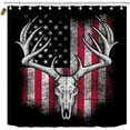 thumbnail image 2 of 4PCS Deer Shower Curtain Set, Camo Camouflage Black American Flag Moose Elk Woodland Animal Hunting Lodge Cabin Country Rustic Farmhouse Bathroom Decor Fabric Shower Curtain, Non-slip Bath Mat, 2 of 7