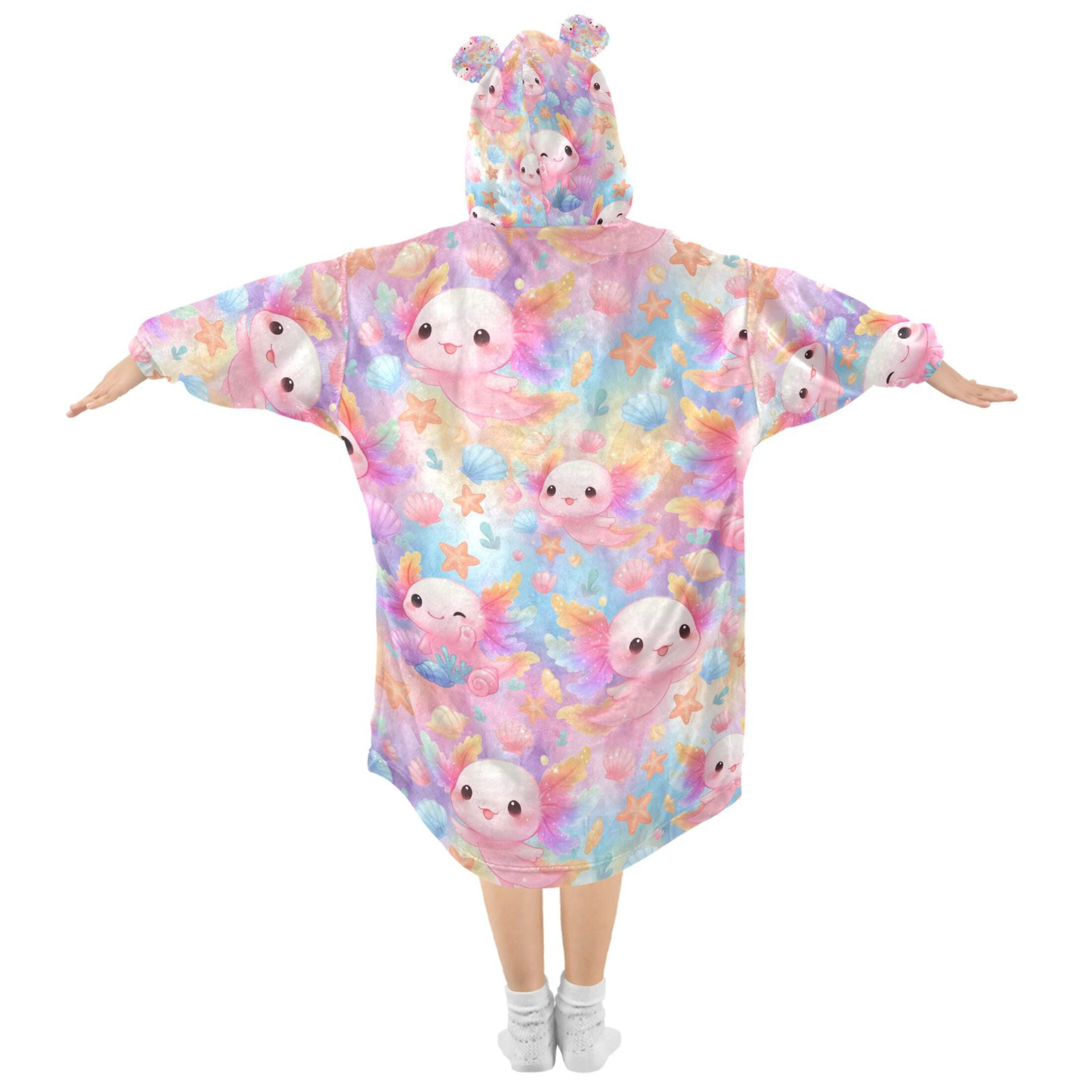 joogoo Wearable Blanket Hoodie for Axolotl in Seashell Oversized Sherpa Hooded 3-14 YR M
