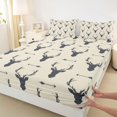 thumbnail image 3 of Homewish Vintage Deer Skull Queen Sheet Sets,Boho Bohemain Tribal Flat Sheet,Rustic Farmhouse Cabin Queen Fitted Sheet For Boys Teens,Breathable Home Decor,4pcs, 3 of 7