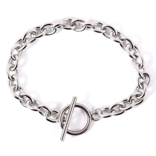Collar de cadena gruesa personalizado con estilo europeo y americano, cadena de clavícula apilable con hebilla otbuckle