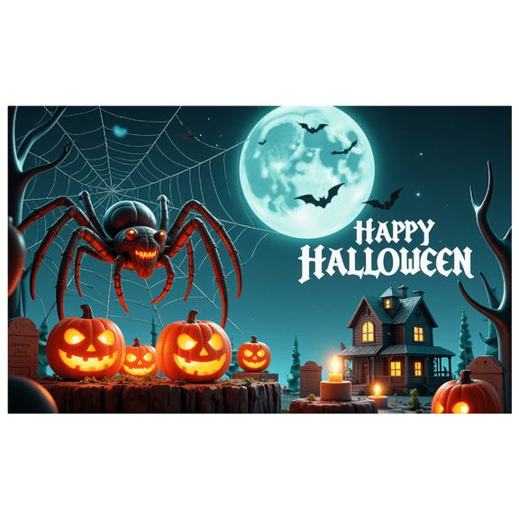 Haunted House Banner Spider Halloween Banner Scary Pumpkin Design for Halloween Decoration Spooky Party Event