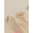 thumbnail image 6 of Suealasg Newborn Girl Fall Outfits 2Pcs Baby Girl Clothes Set Plush Letter Embroidery Ribbed Long Sleeves Romper and Elastic Pants 3 6 9 12 18 Months Infant Girls Autumn Clothing, 6 of 9