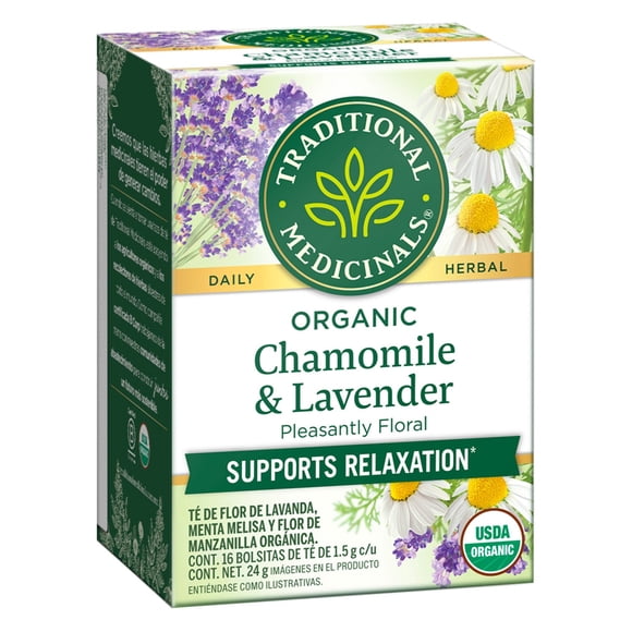 Té de flor de lavanda Traditional Medicinals menta melisa y flor de manzanilla orgánica 24 g