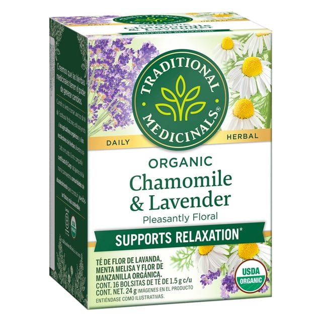 Té de flor de lavanda Traditional Medicinals menta melisa y flor de manzanilla orgánica 24 g