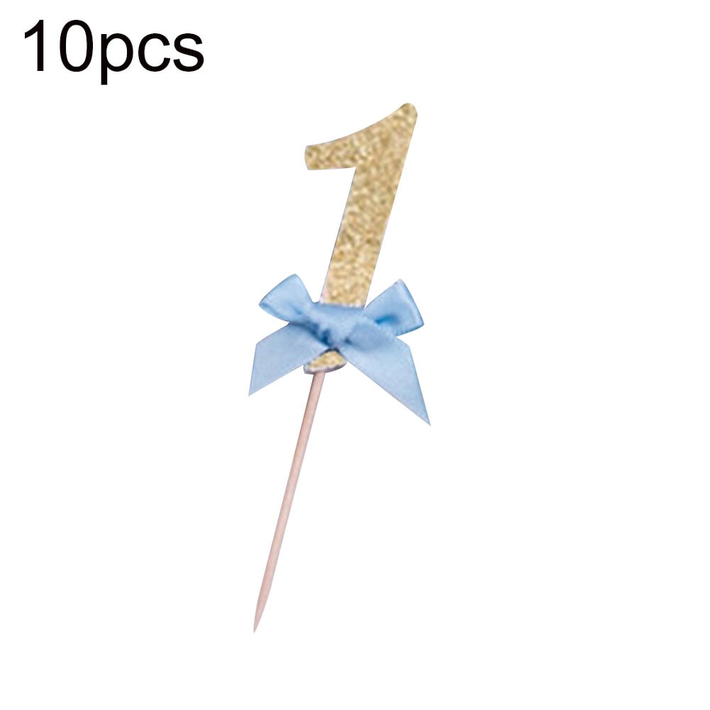 10pcs digital cake topper number cupcake toppers birthday party decor supply Ff 