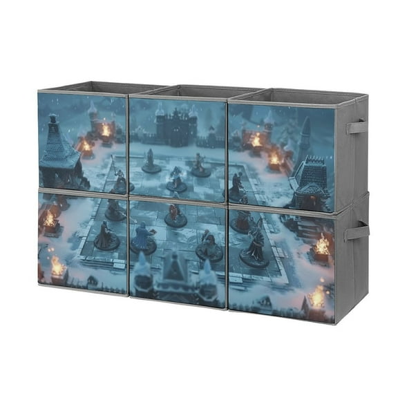 Collapsible Oxford Fabric Storage Cubes with Handles, Large Mid Foldable Oxford Cloth Bins Set of 2/6, Closet Organizers for Shelves Clothes Home Kitchen Toy - Chest Board