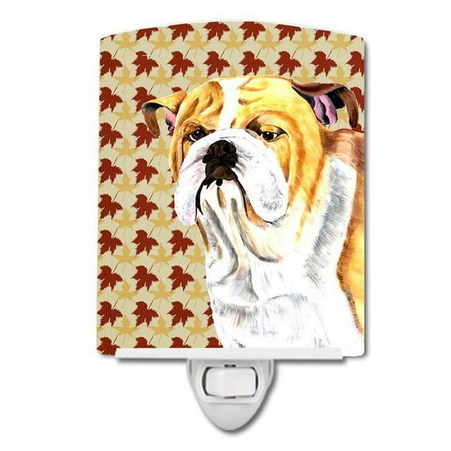 Carolines Treasures SC9214CNL Bulldog English Fall Leaves Portrait Ceramic Night Light