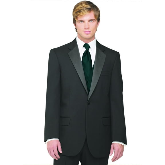 Neil Allyn 7-Piece Formal Tuxedo with Pleated Front Pants, Shirt, Hunter Green Vest, Tie & Cuff Links. Prom, Wedding, Cruise