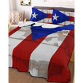 thumbnail image 3 of Quilts Queen Size, Puerto Rican Flag Soft Comforter Bedding Set for Bed, Vintage Geometric Art Wooden Lightweight Quilted Bedspread with Pillow Cover(2 Pieces) for All Season, 90x96 Inch, 3 of 6