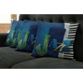 thumbnail image 2 of Ambesonne Abstract Throw Pillow Cover 4 Pack, Jazz Music Keys Guitar, 16", Navy Green White, 2 of 6