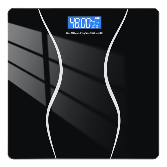 Digital Bathroom Scale, Highly Accurate Body Weight Scale with LCD Backlight Display, Ultra Wide Platform for Family Use, 400 Pounds