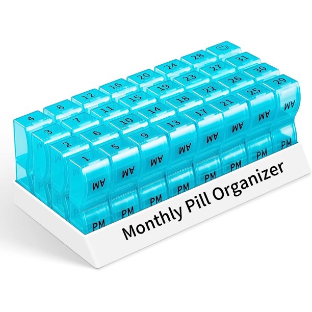 Monthly Pill Organizer 2 Times a Day, one Month Pill Box AM PM, 30 Day