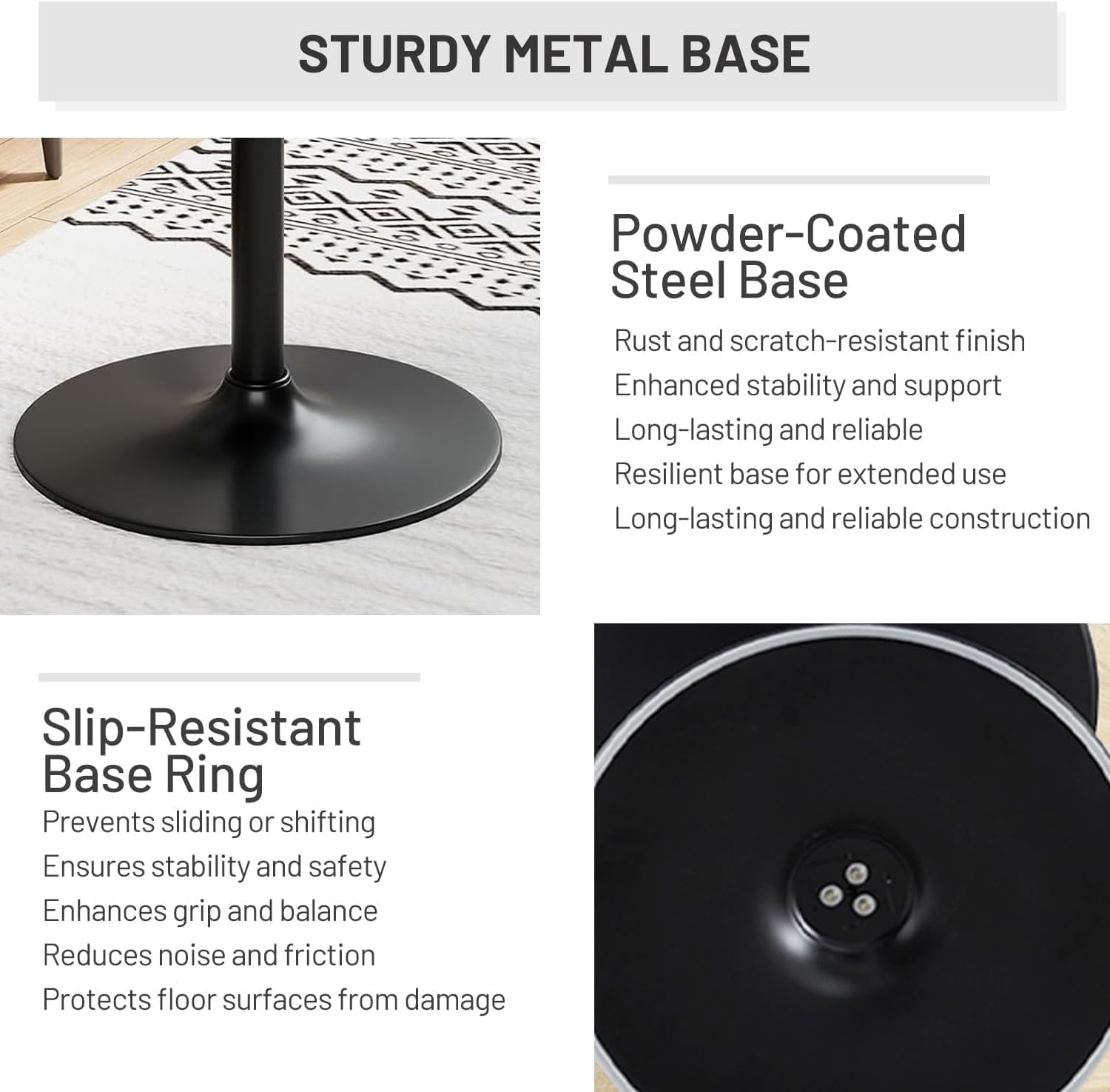 31.5" Dining Table for 2-4 with Enlarged Pedestal Base, Round Bar Table Top, Kitchen Table for Kitchen Living Room Cafe Small Spaces, Black
