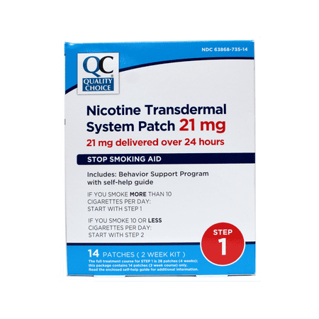 Quality Choice Nicotine Transdermal System Patch 21 mg Stop Smoking Aid 14 Patches for 2 Weeks