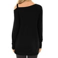 thumbnail image 3 of SWQZVT Women Sexy Cold Shoulder Tops Long Sleeve Twist Knot Top Casual Spring Tunic Blouse Comfy Black Tops, 3 of 3
