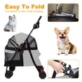 thumbnail image 5 of Tereitr Pet Stroller for Small Dogs & Cats, 4 Wheel Outdoor Travel Folding Dog Stroller with Cup Holder, Visible Mesh Windows, Rear Wheel Brakes, Pets Up to 33 lbs, Grey, 5 of 9