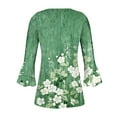 thumbnail image 5 of CYMMPU Loose Fit Button V Neck Flare Sleeve Floral Printed Spring Tops Blouses for Women Dressy Casual Tunic Tops Fall Trendy Shirts 3/4 Sleeve Empire Waist A Line T-Shirts XL, 5 of 5