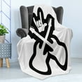 thumbnail image 4 of Rock Music Soft Flannel Fleece Throw Blanket, Doodle Drawing Style Guitars Rock Sign Abstract Monochrome Instrument Design, Cozy Plush for Indoor and Outdoor Use, 60" x 80", Black White, by Ambesonne, 4 of 5