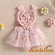 thumbnail image 2 of * 0-24 Meses Bebé Niñas Verano Rosa Sin Mangas Encaje Floral Tul Forma De Corazón Mameluco Casual Fiesta Ropa, 2 of 4
