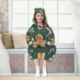 thumbnail image 7 of FORMRS Wearable Blanket Hoodie with Sleeves for Kids Cozy Flannel Sweatshirt, Green Christmas Gingerbread, 7 of 7