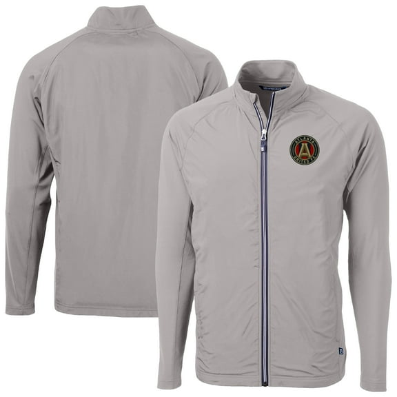 Men's-Cutter & Buck  Gray Atlanta United FC Adapt Eco Knit Hybrid Recycled Full-Zip Jacket