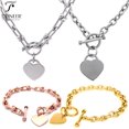 thumbnail image 2 of Tioneer Stainless Steel Heart Charm Bracelet / Necklace Oval Links or Hardware Link, 2 of 2