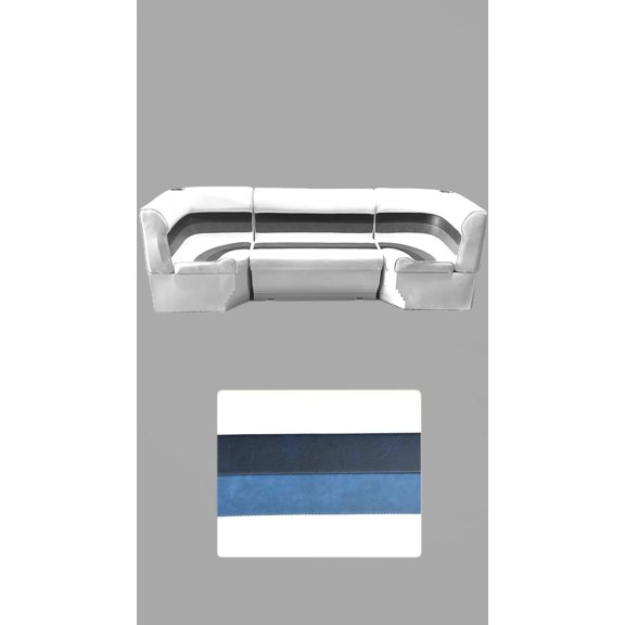 Horizon Manufacturing Pontoon Furniture Set 6 PC Premium 005 White/Navy/Blue